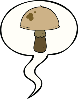 Bir insan tarafından çizilmiş konuşma baloncuklu mantar.