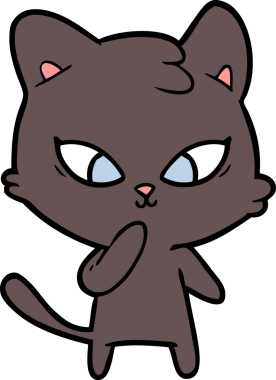 Bir insan tarafından çizilmiş sevimli çizgi film kedisi.