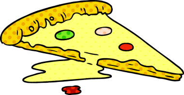 Bir insan tarafından çizilmiş bir dilim pizzanın karalaması.