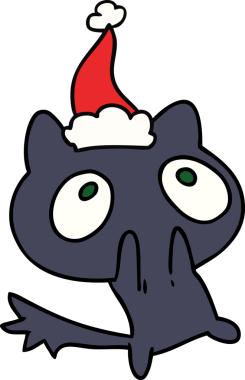 Bir insan tarafından çizilmiş kawaii kedisinin el çizimi karikatürü.