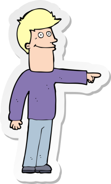 Bir insan tarafından çizilmiş bir karikatür adamın çıkartması.