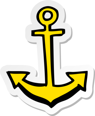 Bir insan tarafından çizilmiş karikatür çapa sembolünün çıkartması.