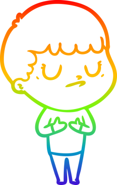 Gökkuşağı gradyan çizgi çizimi bir insan tarafından çizilmiş huysuz bir çocuk