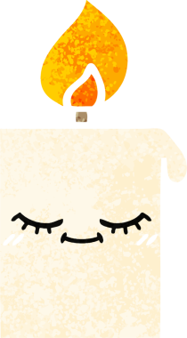 Bir insan tarafından çizilmiş yanan bir mumun retro çizim tarzı karikatürü