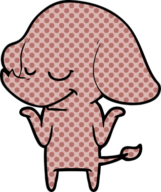 Bir insan tarafından çizilmiş gülümseyen bir fil.