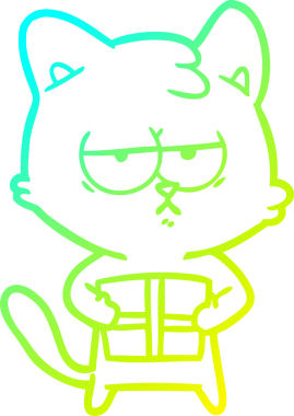 Sıkılmış çizgi film kedisinin insan tarafından çizilmiş soğuk gradyan çizgisi