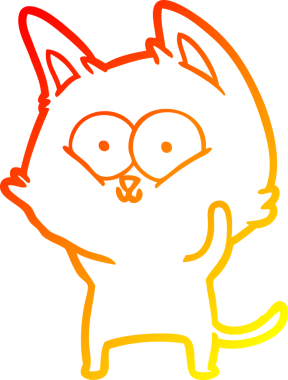 Bir insan tarafından çizilmiş çizgi film kedisinin sıcak çizgi çizimi