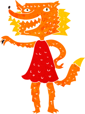 Bir insan tarafından çizilmiş tilki kız.