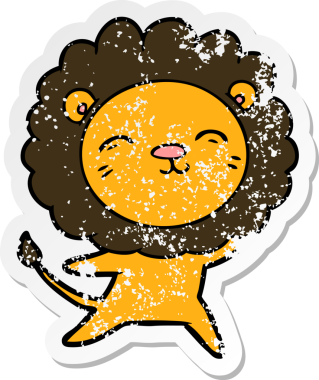 Bir insan tarafından çizilmiş karikatür aslanının sıkıntılı çıkartması.