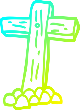 Bir insan tarafından çizilmiş ahşap bir haçın soğuk eğimli çizgisi.