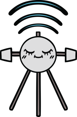 Bir insan tarafından çizilmiş güzel bir uzay uydusu karikatürü.