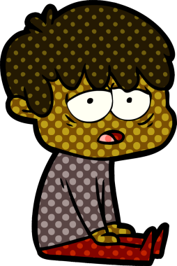 Bir insan tarafından çizilmiş bitkin çocuk çizgi filmi.