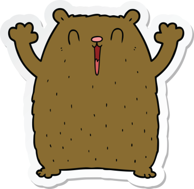 Bir insan tarafından çizilmiş mutlu çizgi film ayısının çıkartması.