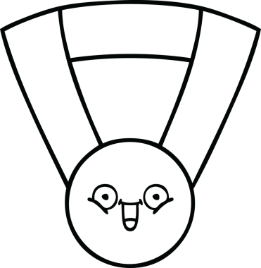 Bir insan tarafından çizilmiş altın madalyanın çizgi çizimi.