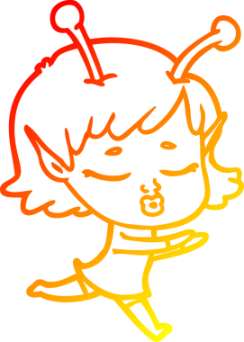 Bir insan tarafından çizilmiş bir uzaylı kız çizgi çizimi.