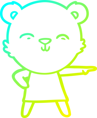 Bir insan tarafından çizilen mutlu çizgi film ayısının soğuk gradyan çizgisi.