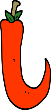 Bir insan tarafından çizilmiş kırmızı acı biber.