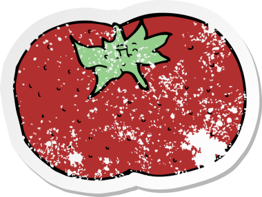 Bir insan tarafından çizilmiş bir domatesin gerilimli çıkartması.