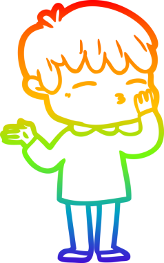 Gökkuşağı gradyanı çizimi Bir insan tarafından çizilmiş meraklı bir çocuk