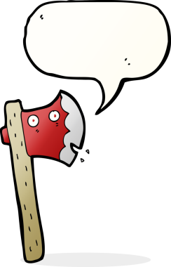 Bir insan tarafından çizilmiş baltalı bir balta.