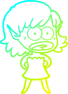 Bir çizgi film karakteri çizimi bir insan tarafından çizilmiş bir elf kızı şok etti.