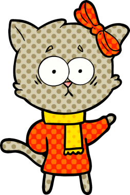 Bir insan tarafından çizilmiş çizgi film kedisi.