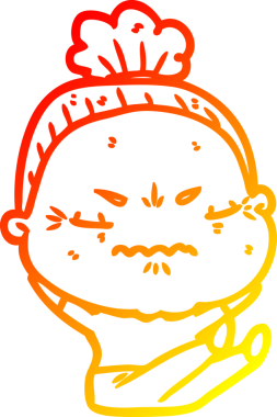 Bir insan tarafından çizilmiş, karikatür çizen yaşlı bir kadın.