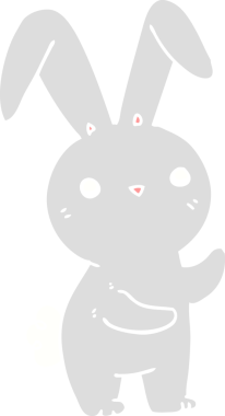 Bir insan tarafından çizilmiş düz renk çizgi film tavşanı.