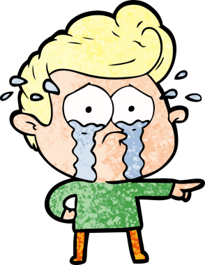 Bir insan tarafından çizilmiş ağlayan bir karikatür.