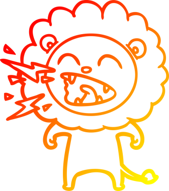 Bir insan tarafından çizilen kükreyen bir aslanın sıcak çizgi çizimi