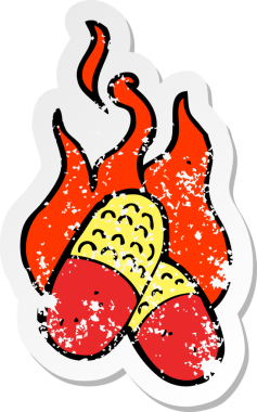 Bir insan tarafından çizilmiş ateş sembolünün gerilmiş yapıştırması.
