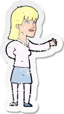 Bir insan tarafından çizilmiş bir karikatür kadının gerilimli çıkartması.