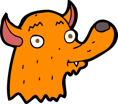 Bir insan tarafından çizilmiş mutlu tilki çizgi filmi.