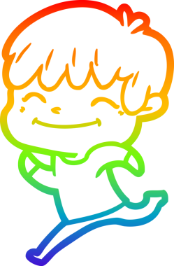 gökkuşağı gradyan çizgi çizimi bir insan tarafından çizilmiş mutlu bir çocuk