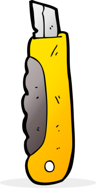 Bir insan tarafından çizilmiş çizgi film inşaat bıçağı.