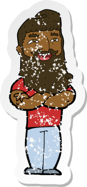 Bir insan tarafından çizilmiş gururlu bir karikatürün gerilemiş çıkartması.