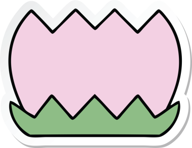 Bir insan tarafından çizilmiş şirin bir karikatür çiçeğinin çıkartması.