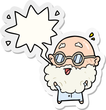 Tatlı çizgi film, bir insan tarafından çizilmiş konuşma balonu çıkartmalı yaşlı adamı şaşırttı.