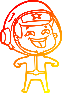 Bir insan tarafından çizilmiş gülen astronotun sıcak çizgi çizimi