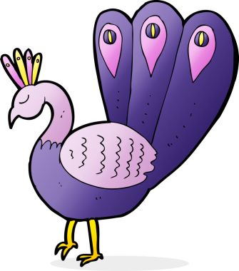 bir insan tarafından çizilmiş bir tavus kuşu.