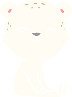 Bir insan tarafından çizilmiş mutlu düz renkli karikatür kutup ayısı.