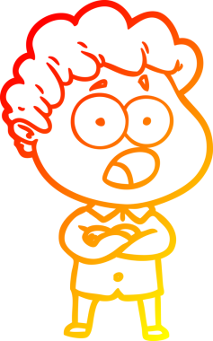 Bir insan tarafından şaşırtılarak çizilen çizgi film karakterinin sıcak çizgi çizimi.