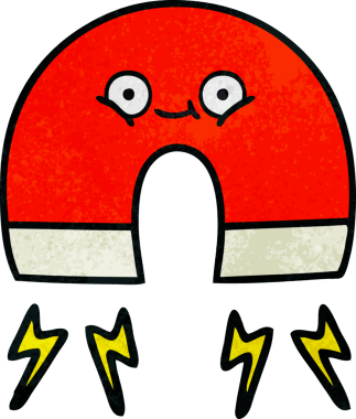 Bir insan tarafından çizilmiş mıknatısın grunge desen karikatürü