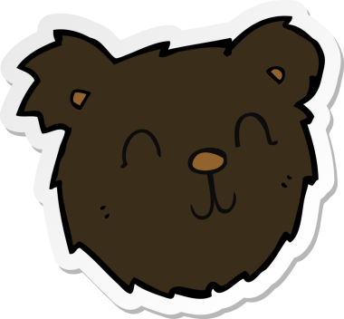 Bir insan tarafından çizilmiş mutlu siyah ayı yüzü.