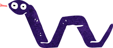 Bir insan tarafından çizilmiş komik çizgi film yılanı.