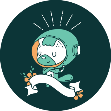 Bir insan tarafından çizilmiş astronot kostümlü dövme tarzı bir hayvanın simgesi.