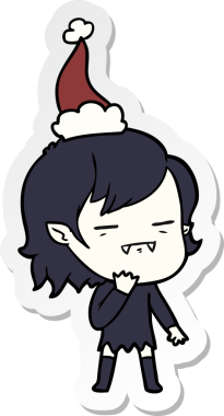 Bir insan tarafından çizilmiş Noel Baba şapkası giyen ölümsüz bir vampir kızın el yazısı.