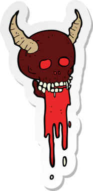 Bir insan tarafından çizilmiş ürkütücü cadılar bayramı kafatası çizgi filminin çıkartması.