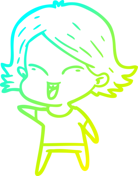 Bir insan tarafından çizilmiş mutlu çizgi film kızı çizimi.