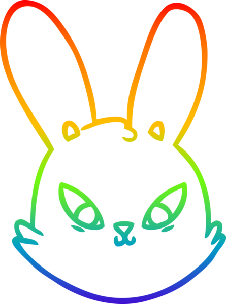 Gökkuşağı gradyan çizgi çizimi bir insan tarafından çizilmiş tavşan yüzü